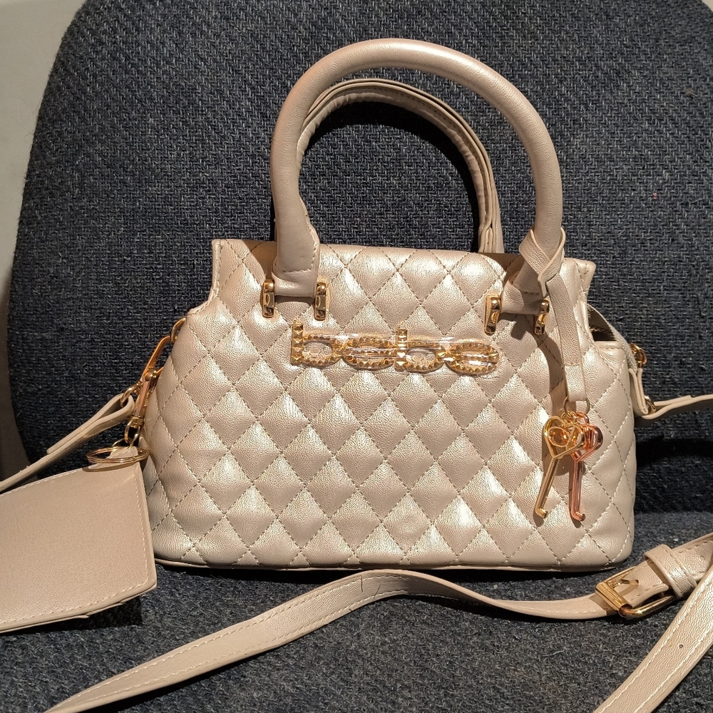 Bebe Quilted Mini Bag in Shimmering Cream